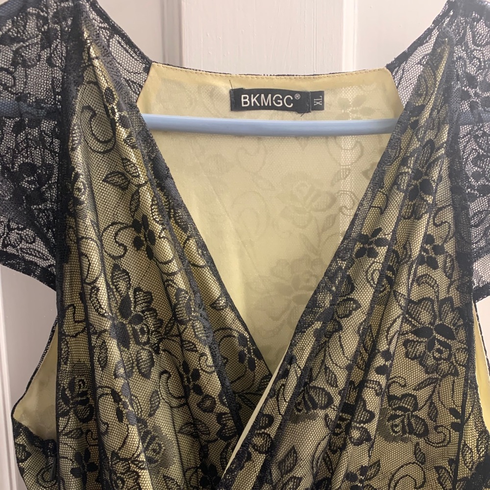 Long lace and silk dress
